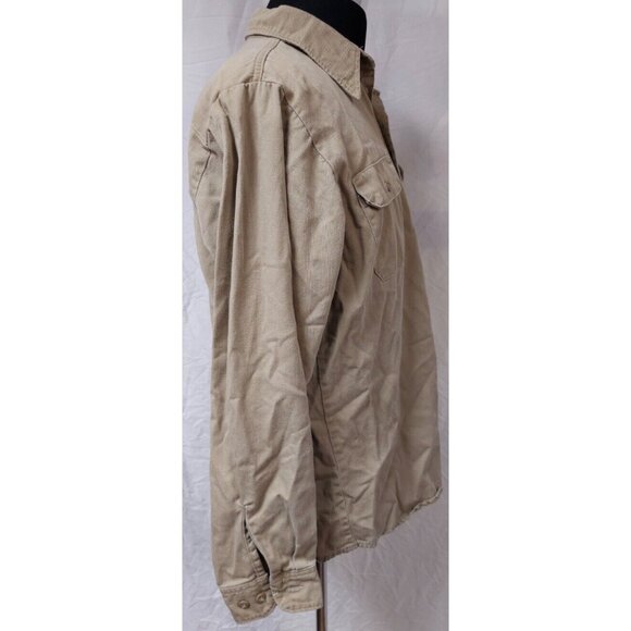 Camco Mens Large Long Tan Heavy Flame Resistance Embroidered Ducks Shirt USA - Picture 6 of 12